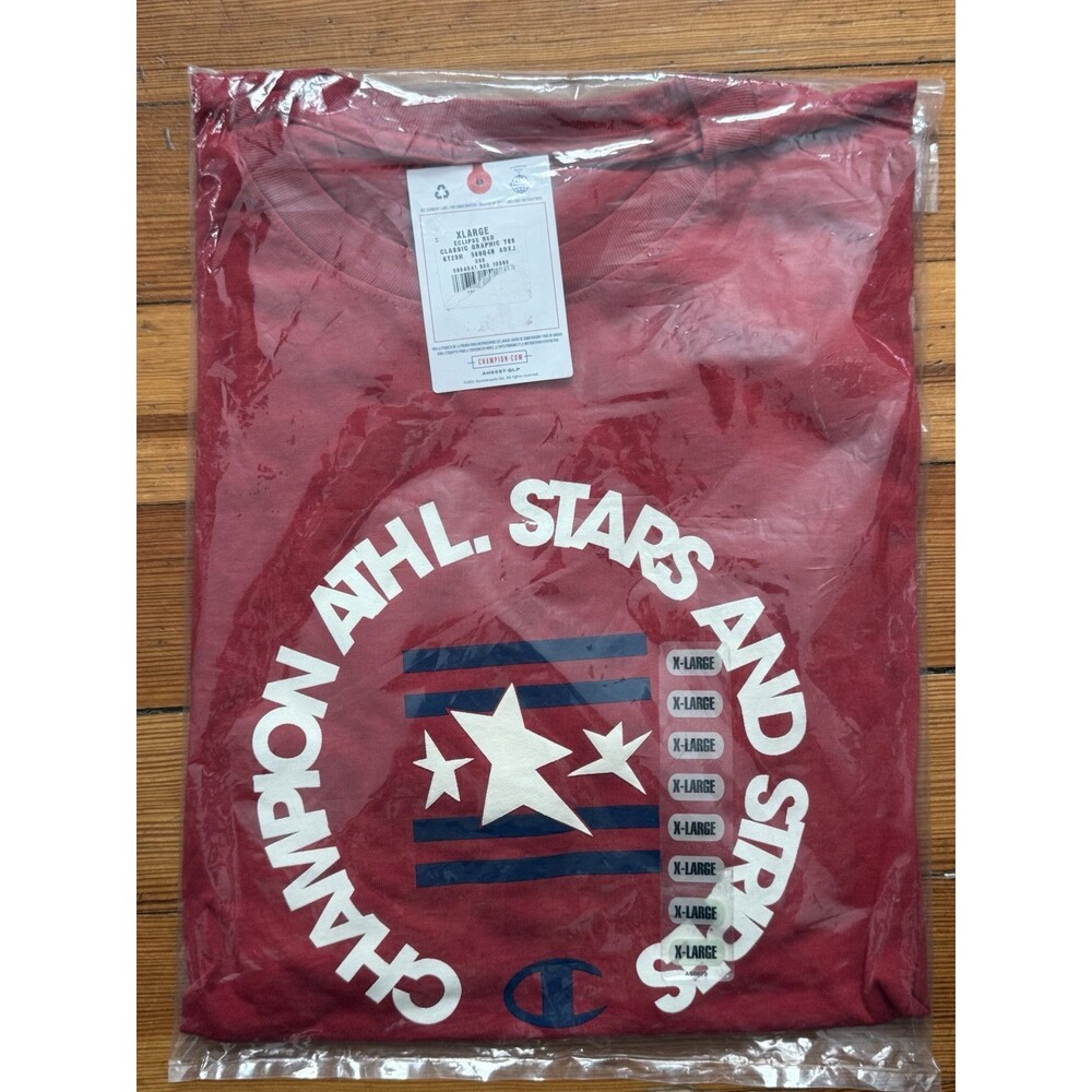 Champion Men's XL Red White Blue Graphic Short Sleeve T Shirt